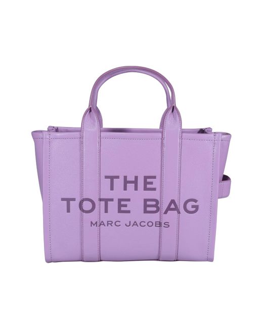 Marc Jacobs Leather Logo Printed Small Tote Bag in Lilac (Purple) | Lyst