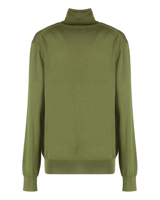 Saint Laurent Green Wool Blend Turtleneck Sweater