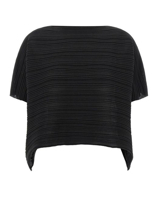 Pleats Please Issey Miyake Black Paper Bounce Blouse
