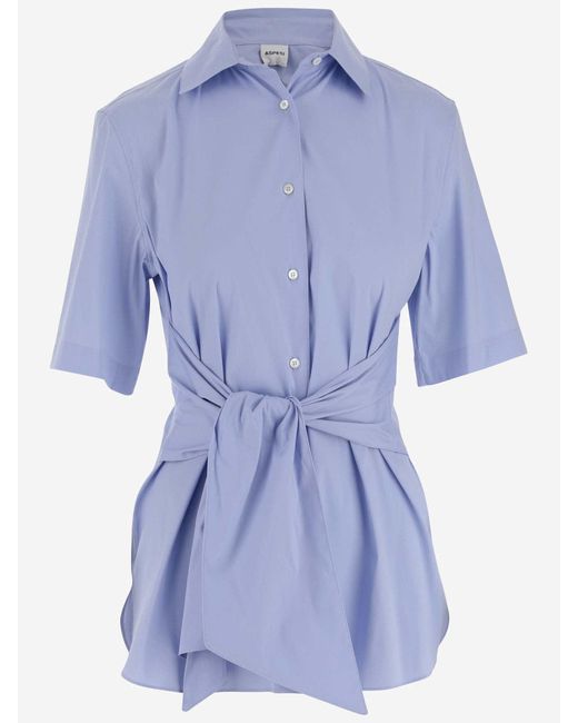 Aspesi Blue Cotton-Blend Shirt