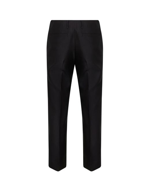 Dries Van Noten Black Rounded Wool Silk Tailored Cropped Trousers