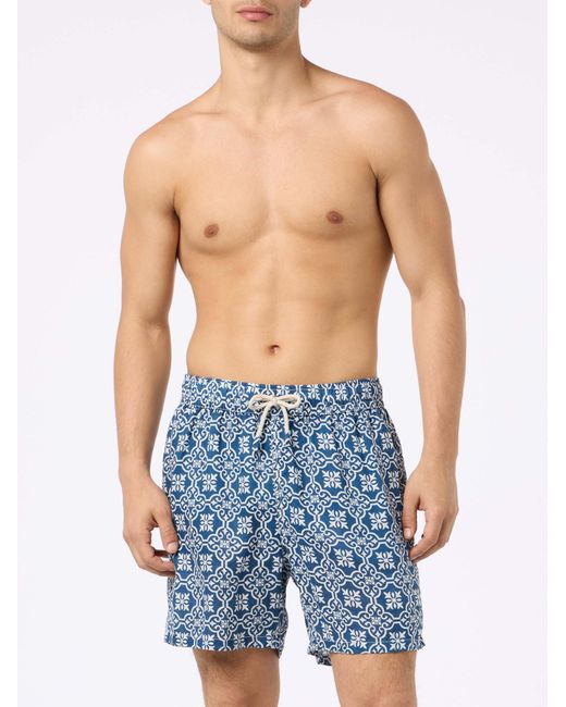 MC2 SAINT BARTH Men Linen Bermuda Shorts Marseille Light Blue