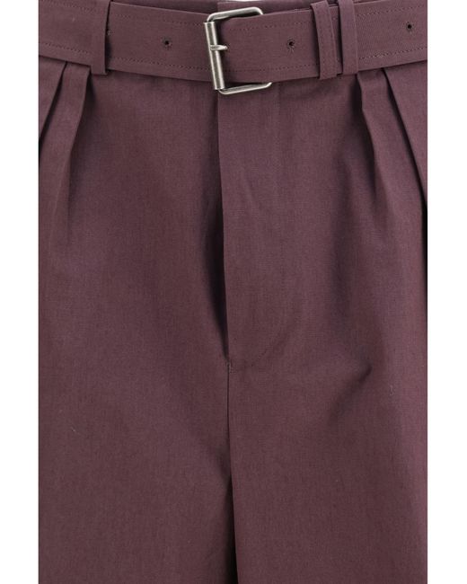 Dries Van Noten Purple Cotton Poplin Shorts Trousers for men