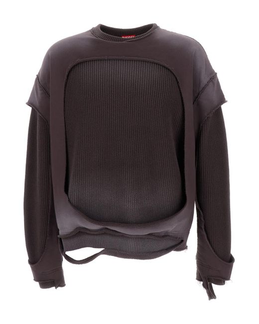 DIESEL Black K-osbert Ripped Sweatshirt In Cotton for men