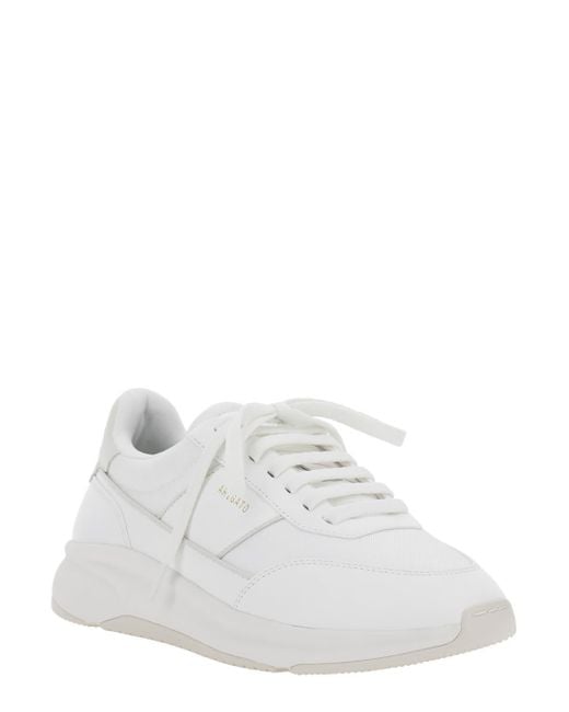 Axel Arigato White 'Genesis Neo Runner' Low Top Sneakers With Logo Lettering On Tongue And Heel for men