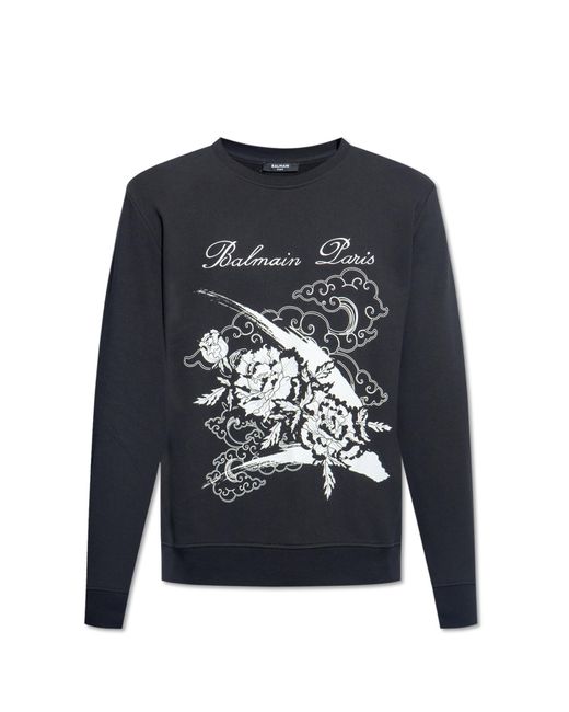 Balmain Black Printed Sweatshirt for men
