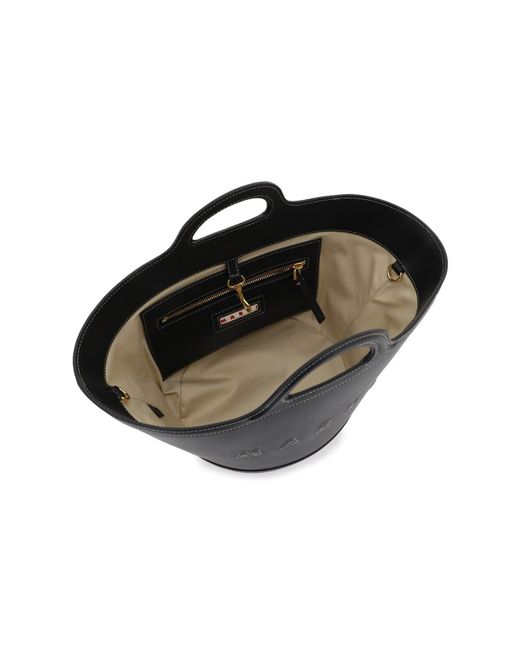 Marni Black Leather Small Tropicalia Bucket Bag