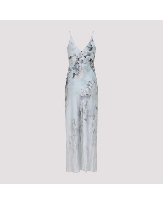 Alberta Ferretti Blue Printed Light Viscose Evening Dress