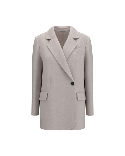 Brunello Cucinelli Gray Wool Oves Aries Full-Length Jacket Clothing