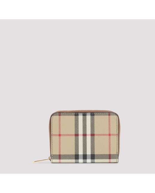 Burberry Natural Mini Zip Around Wallet