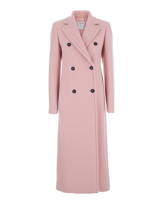 Sportmax Pink Virgin Wool Double-Breasted Coat