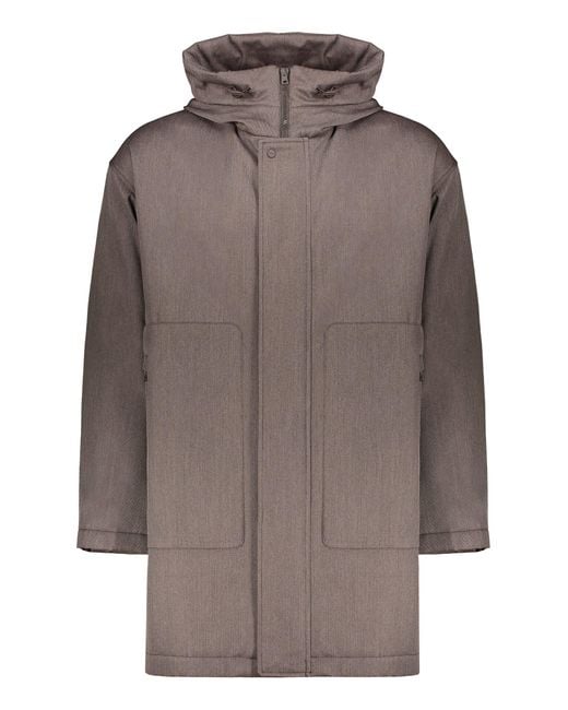 Herno Brown Hooded Full-Zip Down Jacket for men