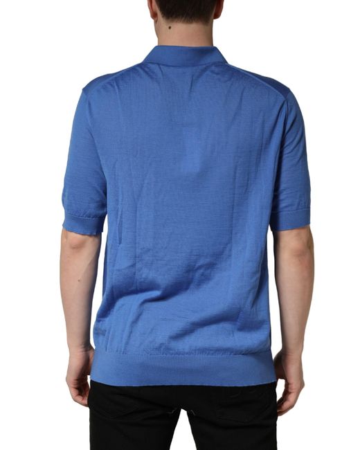 Dolce & Gabbana Blue Cashmere Short Sleeves Polo T-Shirt for men