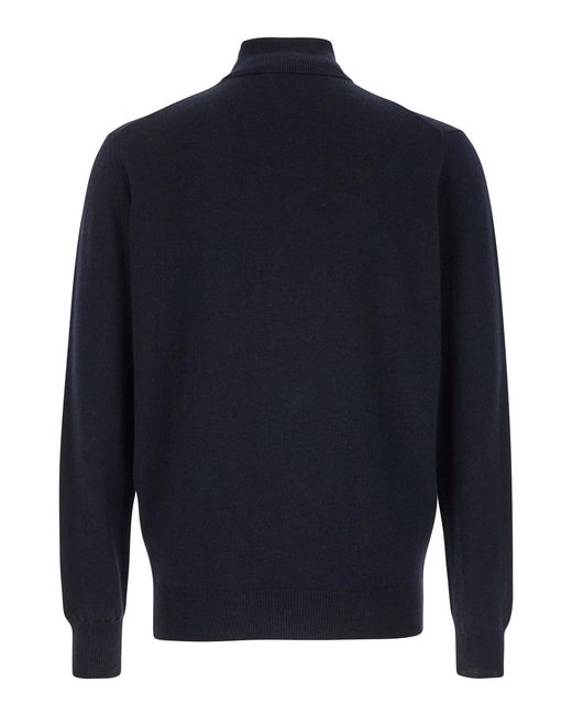 Le Plain Blue Dark Turtleneck Sweater for men