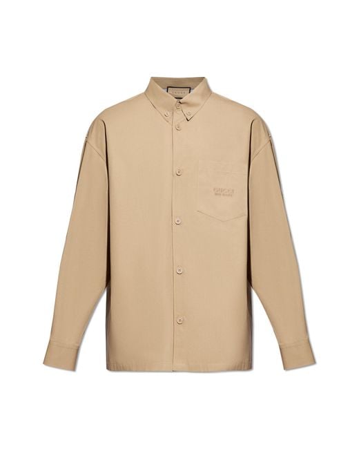 Gucci Natural Cotton Shirt With Pocket for men