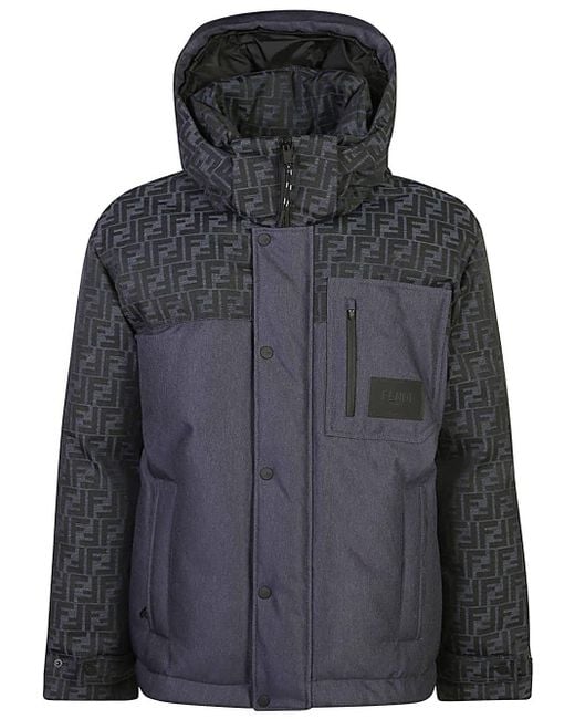 Fendi Black Ski Jacket Ff Jacquard Jacket for men