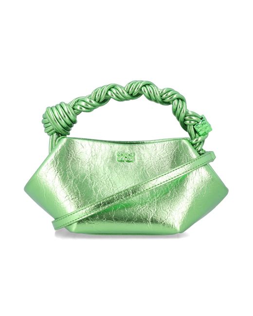 Ganni Green Metallic Mini Bou Bag