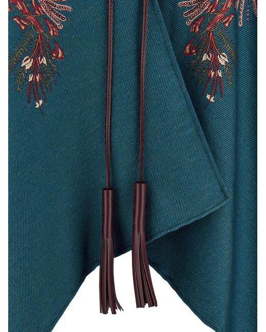 Etro Blue Floral Paisley Cape Capes