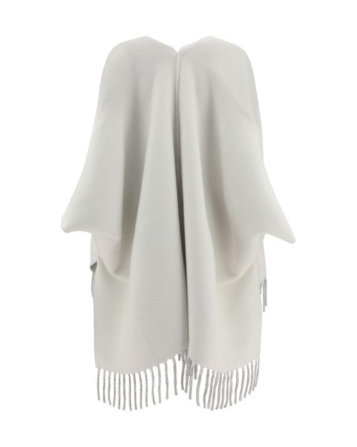 Brunello Cucinelli White Cashmere And Wool Poncho