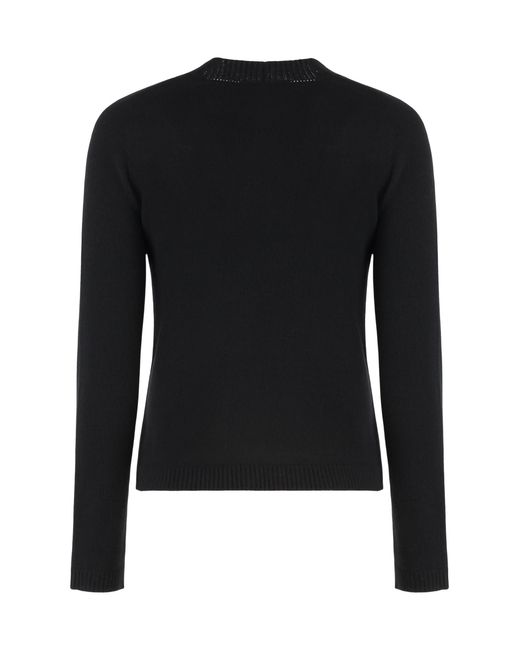 Max Mara Black Crew Neck Wool And Cashmere Sweater