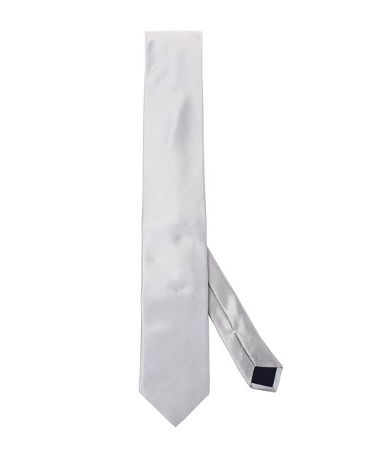 Corneliani White Pearl Gray Silk Tie for men