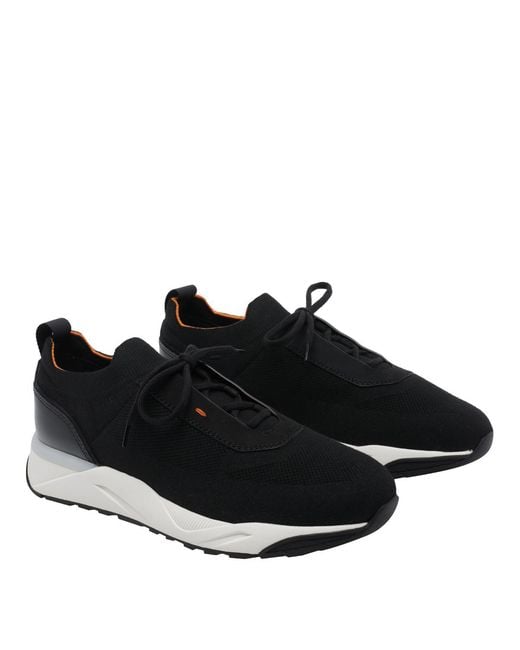 Santoni Black Sneakers Fabric/Rubber Sole for men