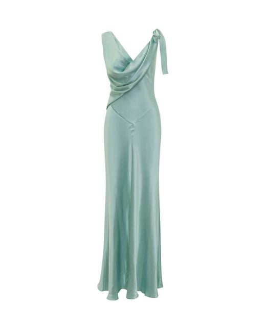 Alberta Ferretti Green Silk Satin Dress