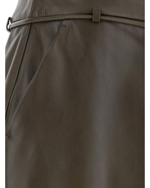 Max Mara Green Skirt Fantino Khaki Leather Lamb