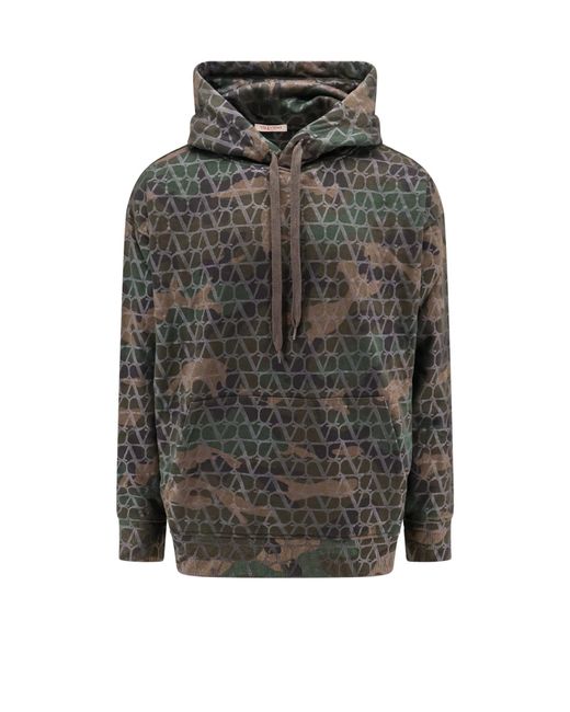 Valentino Gray Jersey Sweatshirt With Toile Iconographe Camouflage Print for men