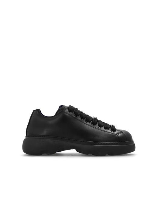 Burberry Black Leather Ranger Sneakers for men