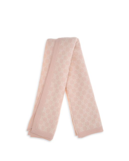 Gucci Pink Wool Scarf For Girl Merino Ovis Aries