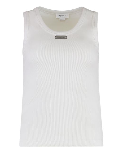 McQ Alexander McQueen White Tank Top Cotton Vests & Tops
