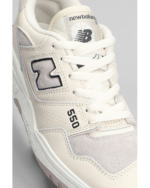 New Balance White 550 Sneakers In Beige Suede And Leather