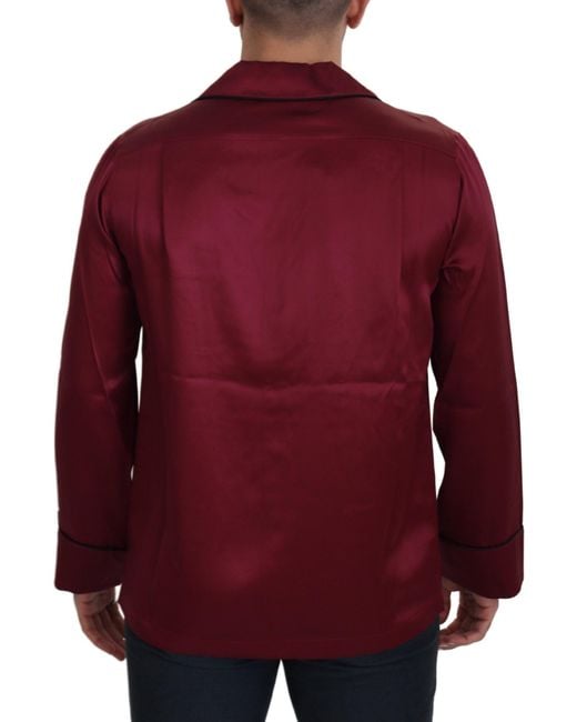 Dolce & Gabbana Red Silk Lounge Top Pajama Sleepwear Shirt for men