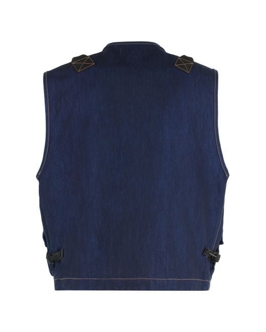 Stone Island Blue Utility Gilet Denim Cotton Waistcoats & Gilets for men