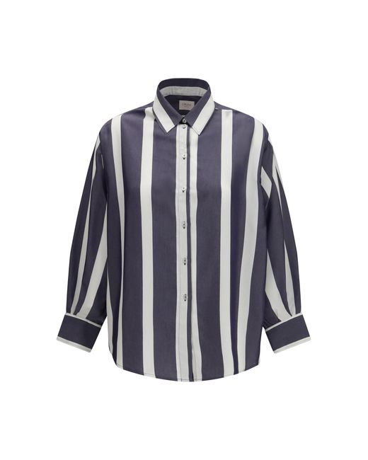 Cruna Blue Oversized Striped Shirt Viscose
