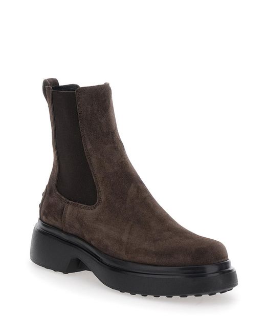 Tod's Black Leather Ankle Boots Sheep