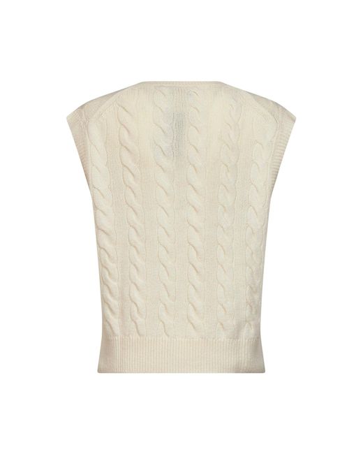 Polo Ralph Lauren White Cable-Knit Vest Cream Wool-Cashmere Knitwear