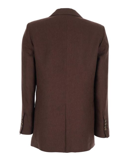 Le Plain Brown Double-Breasted Jacket With Peak Revers