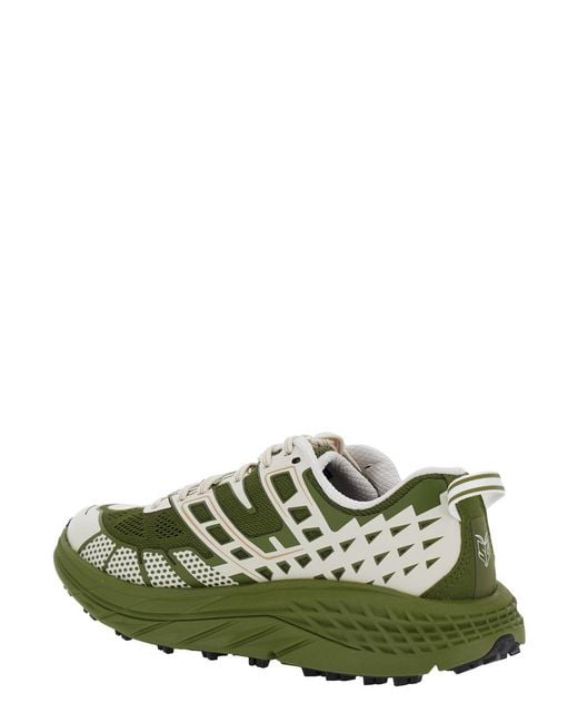 Hoka One One Green Low Top Sneakers With Geometric Motif