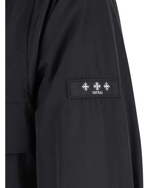 Tatras Blue Jacket With Drawstring Hood And Logo Patch On The Sleeve for men