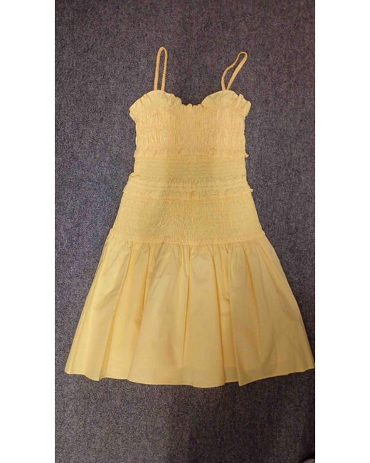 Michael Kors Yellow Poplin Smocked Mini Dress Organic Cotton