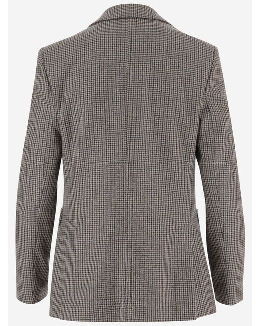 Lardini Gray Wool And Cotton Checked Jacket
