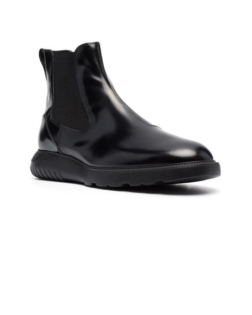 Hogan Black H600 Leather Chelsea Boots for men