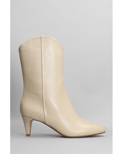 The Seller Natural High Heels Ankle Boots In Beige Leather
