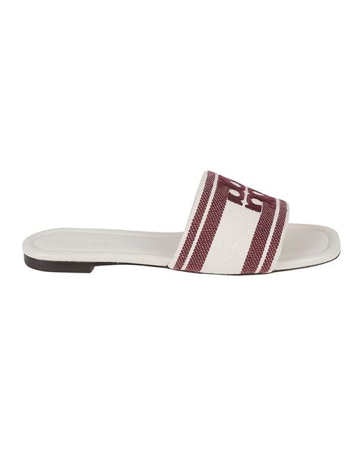 Tory Burch Pink Double T Jacquard Sliders