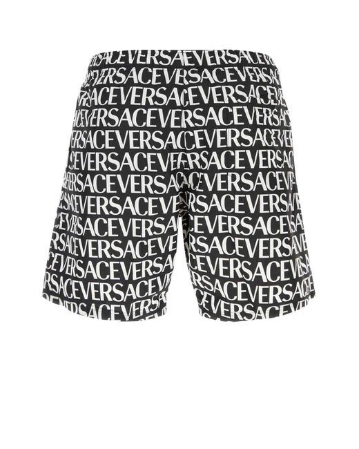 Versace White Printed Polyester Swimming Shorts for men
