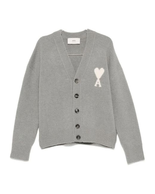 AMI Gray Sweaters Alpaca Wool Polyamide Elastan