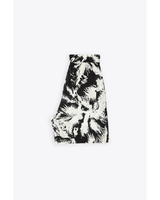 Laneus Black Palm Short Off And Palm Printed Viscose Shorts for men
