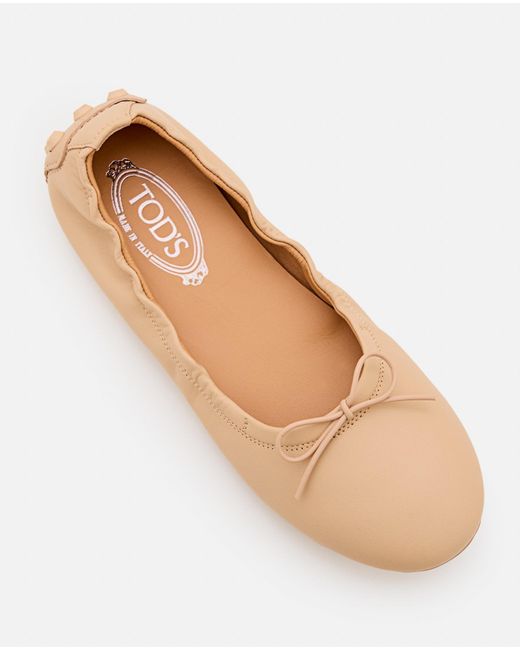 Tod's Natural Gommino Leather Ballet Flats